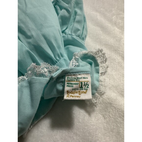 Toddle Time JC Penney Vintage Dress Baby Toddler Size 1 1/2 Embroidered Blue - Picture 7 of 9